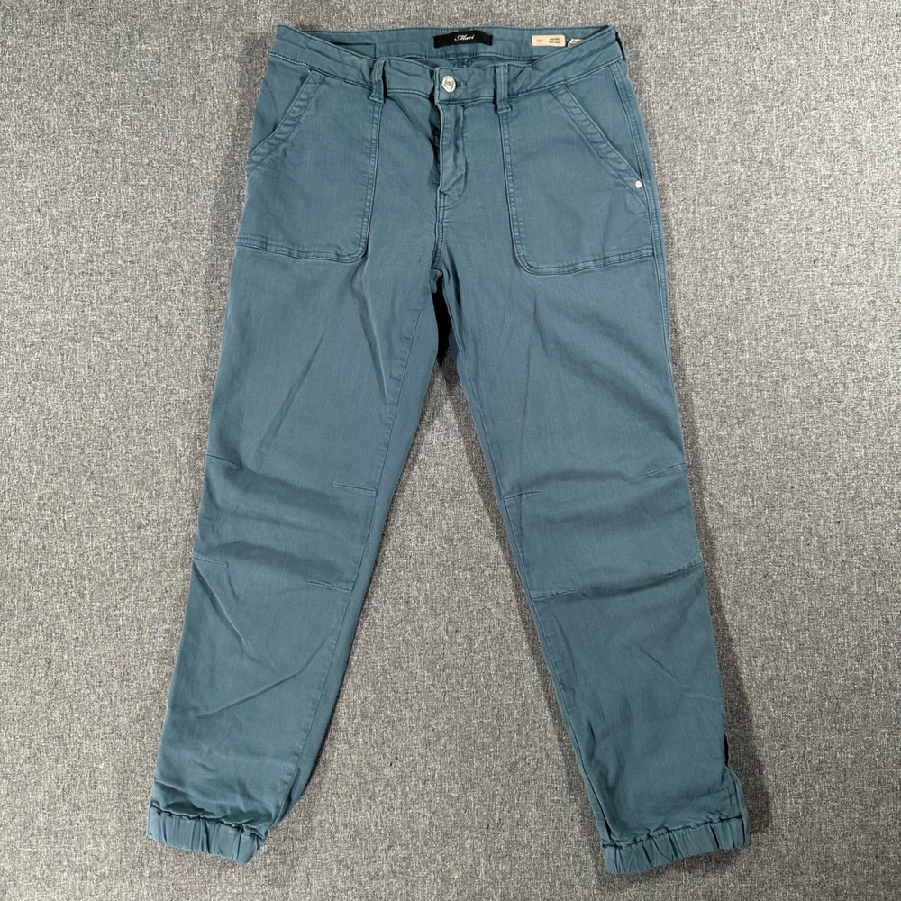 Mavi Ivy Mid Rise Slim Cargo Pants Teal Blue Green Jogger Womens Size 30 Utility